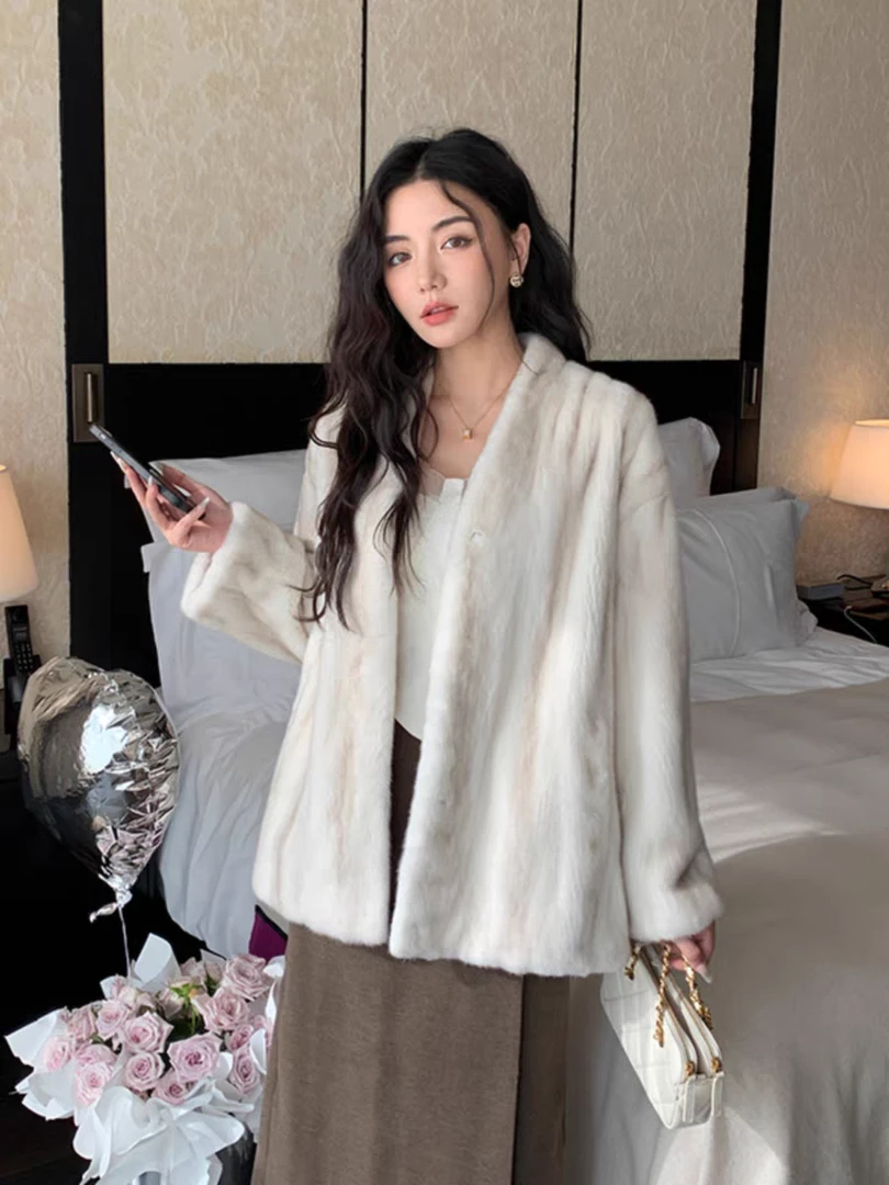 流星变奏曲 抽刀紫标天鹅绒貂皮大衣女水貂皮草外套整貂【香缇】