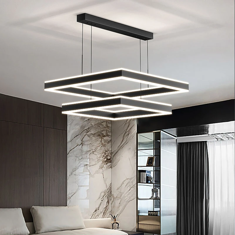 2025年新款现代简约极简大厅灯具大全大气主灯北欧方块客厅灯吊灯