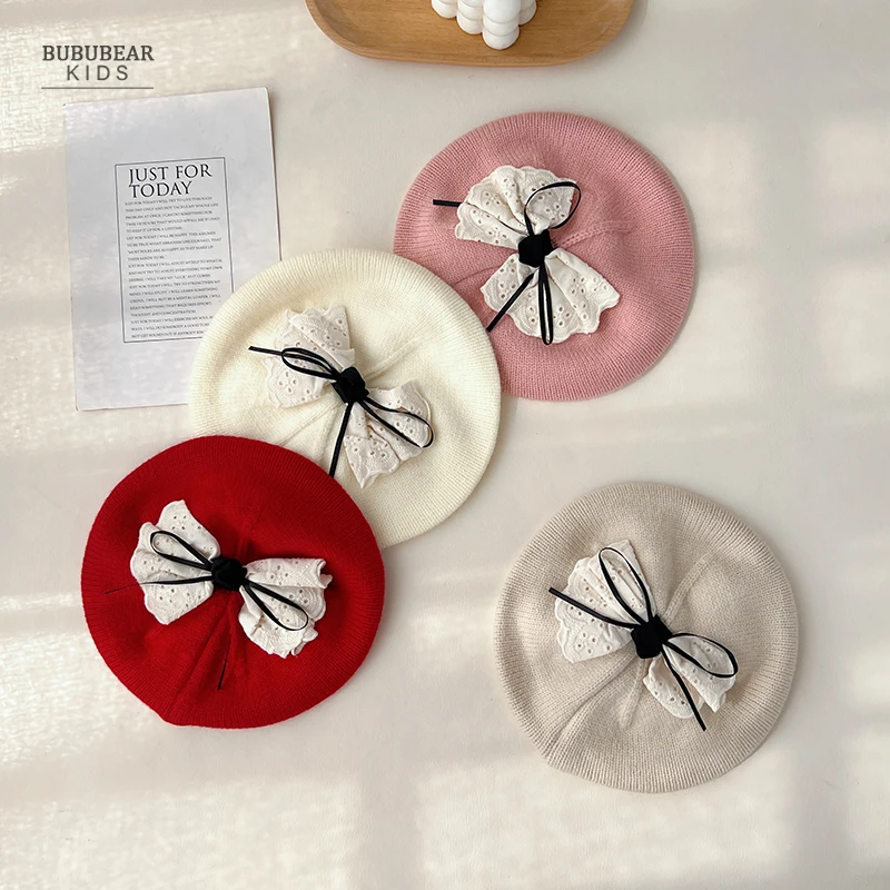 宝宝帽子秋冬季公主洋气针织帽婴儿冬天保暖套头毛线帽女童贝雷帽