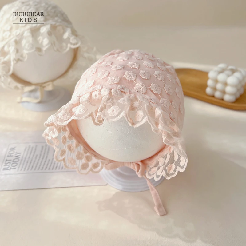 婴儿帽子春秋款时尚洋气公主帽女宝宝花边蕾丝护耳帽婴幼儿宫廷帽