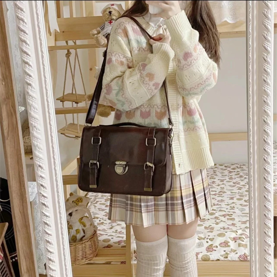 樱花兔jk~日系Jk皮质背包学院风日常肩包斜挎手提包纯色百搭时尚