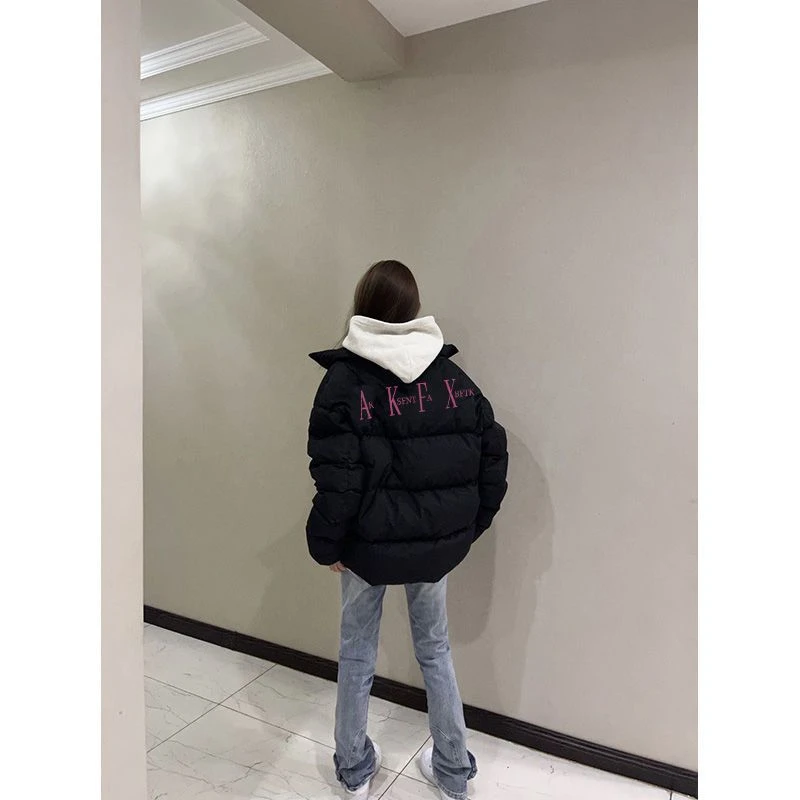潮牌外套女冬款oversize棉服高级感复古港风嘻哈高街炸街棉袄上衣
