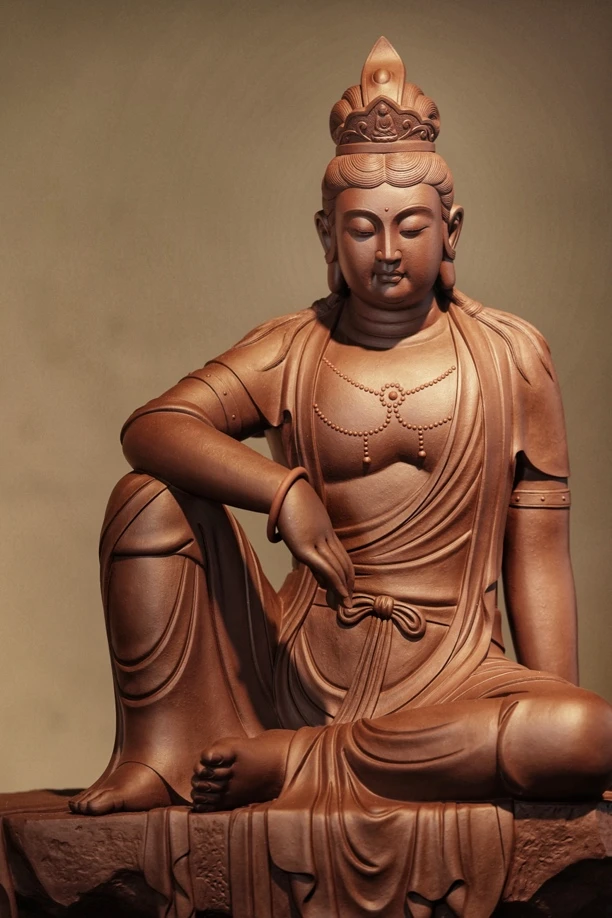 刘朋高端陶瓷紫砂摆件自在观音手工精致创意大号茶室摆设茶道中式