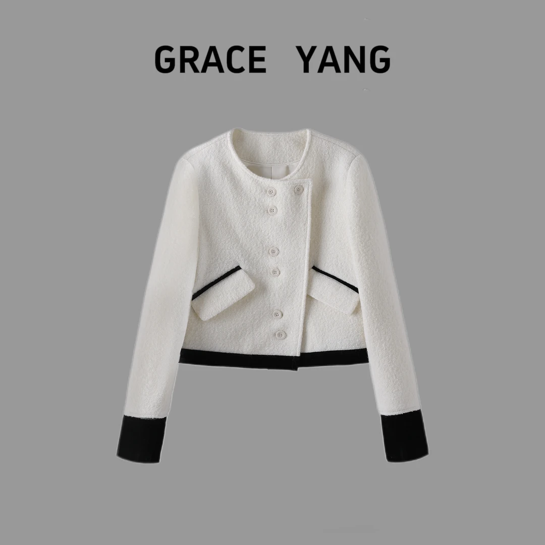 白色100%羊毛小香风