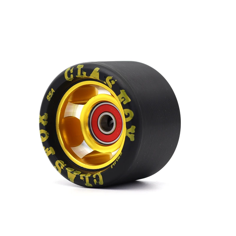 62mm速滑轮95a 铝合金轮毂阻拦轮舞双排轮滑户外刷街竞速阻拦轮