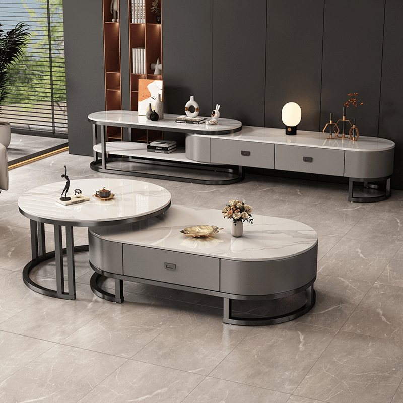 岩板电视柜简约现代客厅小户型2024新款网红轻奢茶几电视机柜新款