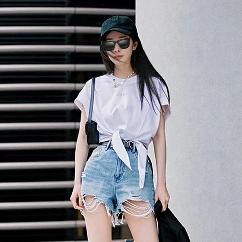 琳心丨春夏女装无袖纯色休闲收腰时尚T恤 7006