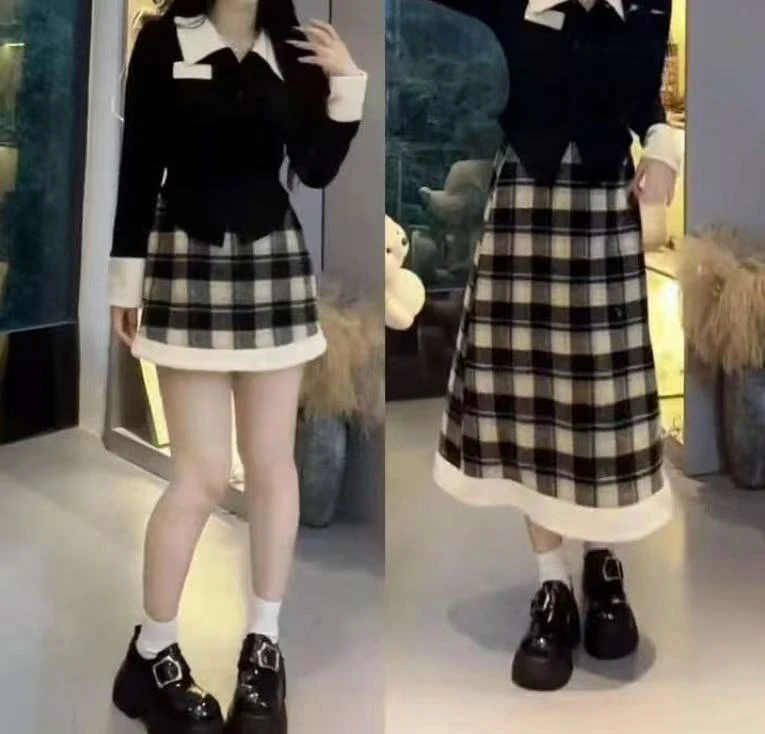 [辉辉推荐]微胖纯欲针织打底衫内搭秋冬高腰设计感上衣套装