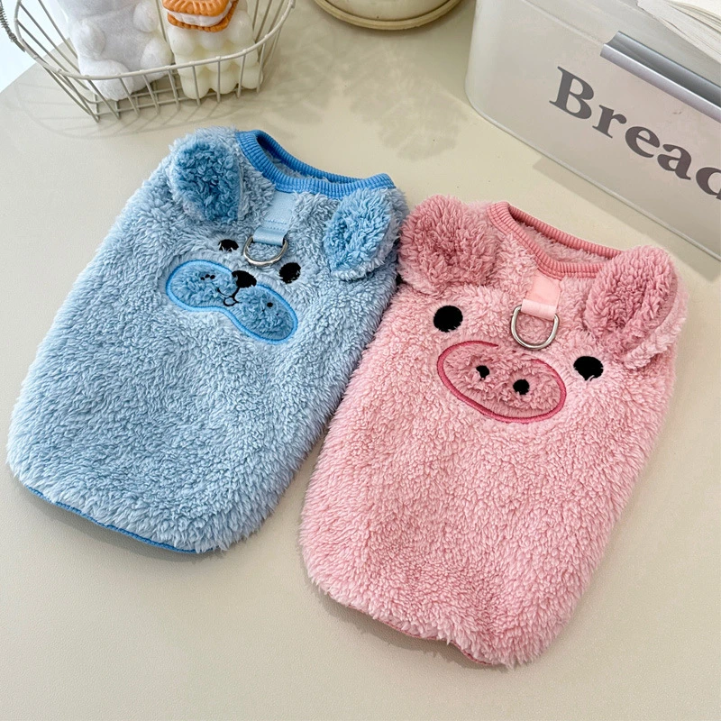 冬装加绒保暖宠物狗狗猫咪衣服泰迪比熊贵宾卡通刺绣背心