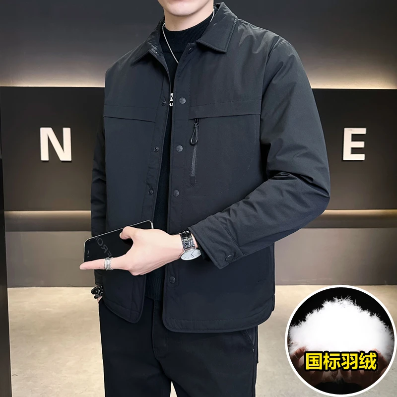 平湖嘉兴羽绒服男款2025新款正品轻薄防寒服衬衫领冬季男装外套