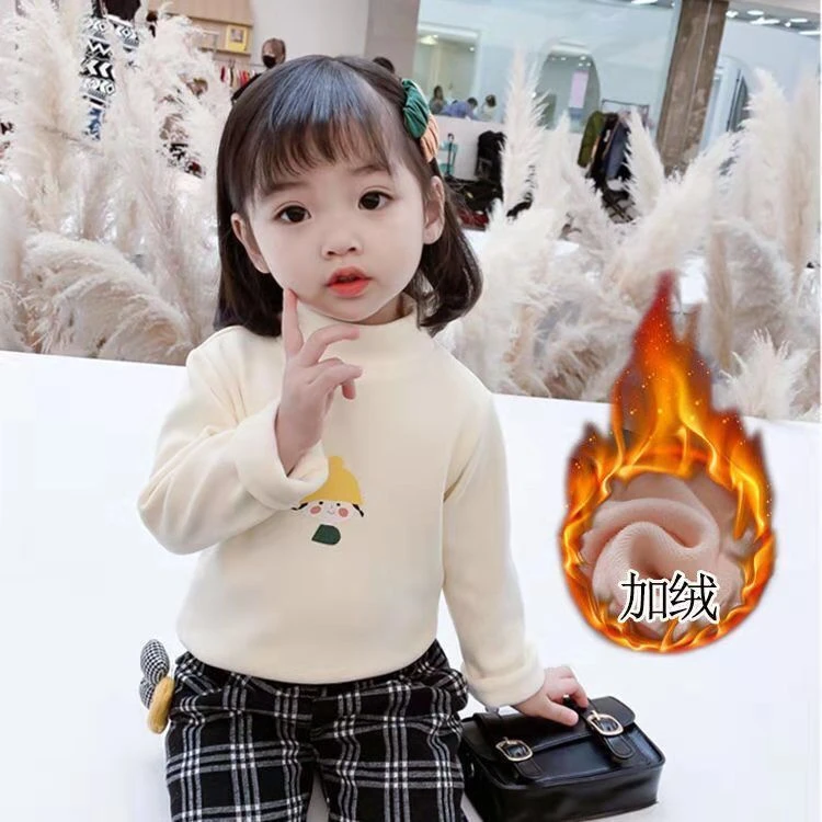 【双12活动】秋冬装女童中高领加绒新款儿童装T恤保暖衣宝宝洋气打