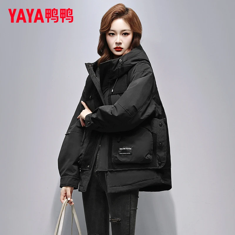 鸭鸭短款羽绒服女2025年新款冬季休闲时尚保暖加厚鸭绒女士外套女
