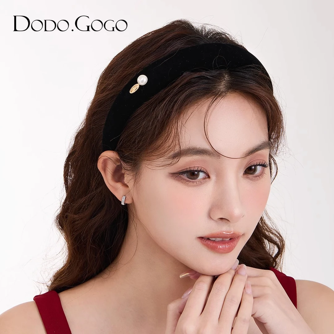 DODOGOGO丝绒珍珠发箍2025新款头箍网红爆款发饰复古高级压发头饰