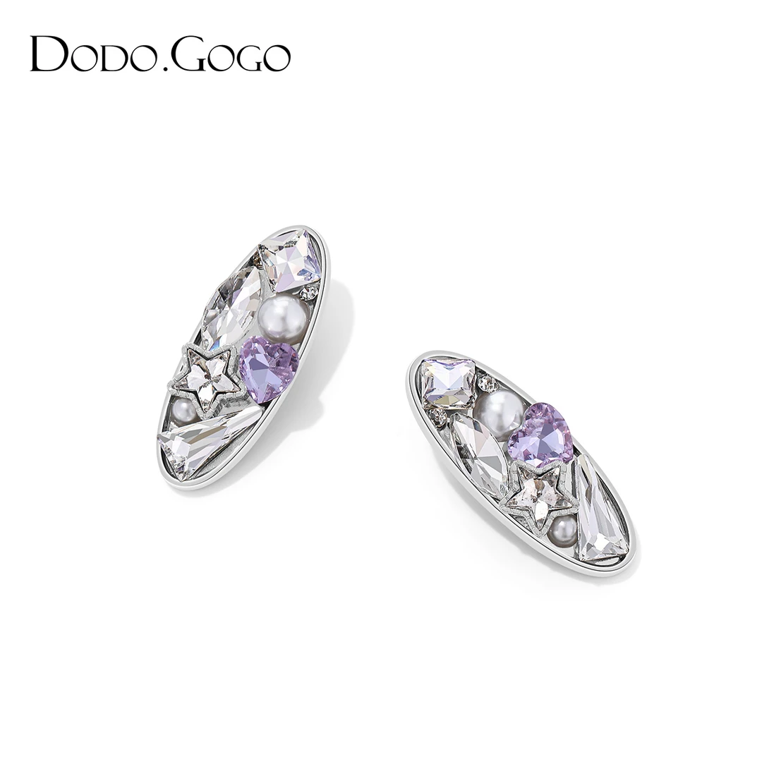 DODOGOGO爱心椭圆发夹女新款金属鸭嘴夹时尚甜酷刘海边夹侧边发饰