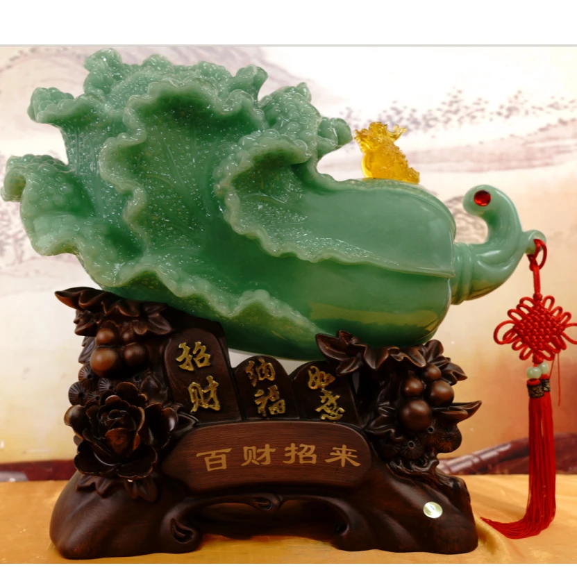 百财招来大白菜摆件中式客厅酒柜玄关招财装饰品店铺开业乔迁礼品