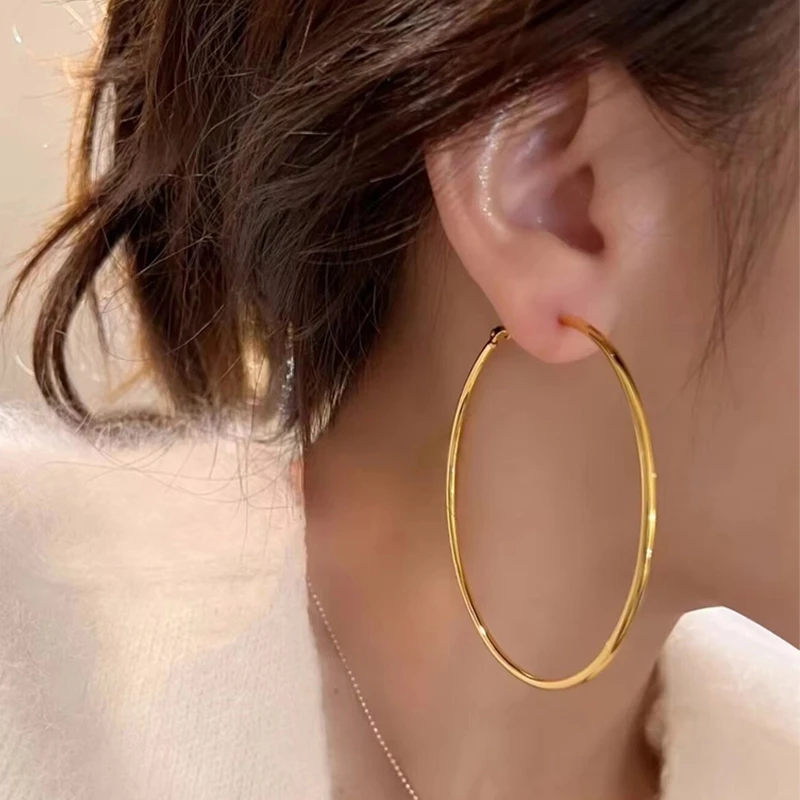 铜合金耳饰 轻奢设计感气质大圆圈耳环女生小众高级耳圈耳饰素圈