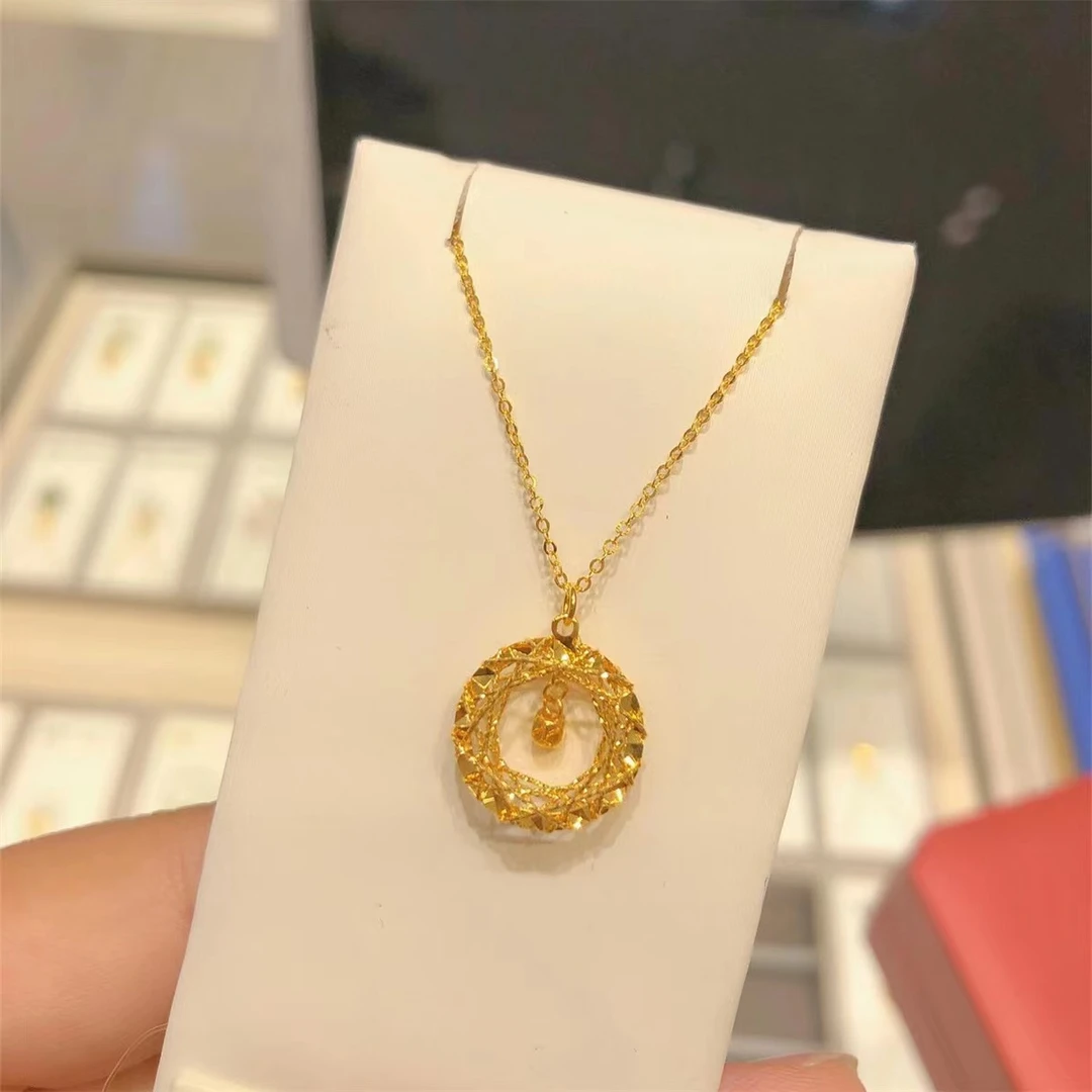 铜合金吊坠 古法金织梦网铃铛项链女新款莫比乌斯花环吊坠锁骨链