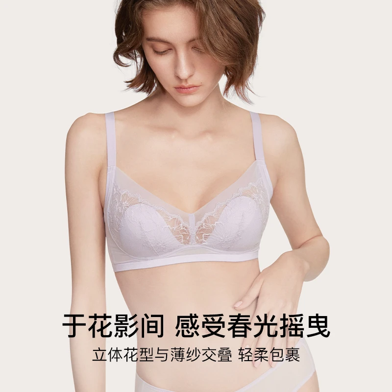 ubrasB-E杯可穿春日蕾丝丰盈包裹大杯文胸大胸显小轻薄K