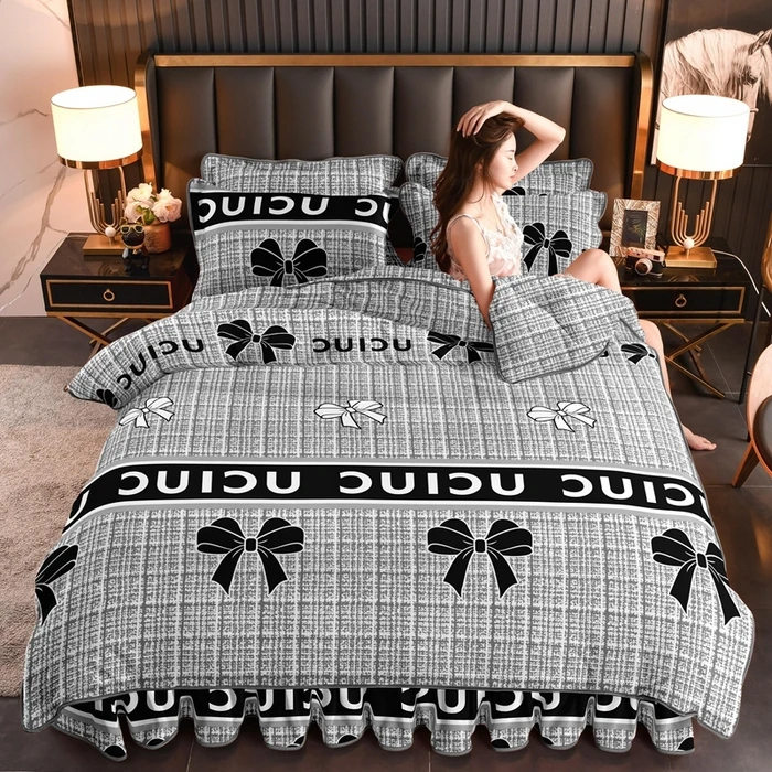 8-9斤秋冬加厚加密印花牛奶绒四件套保暖防滑无静电 三件套四件套