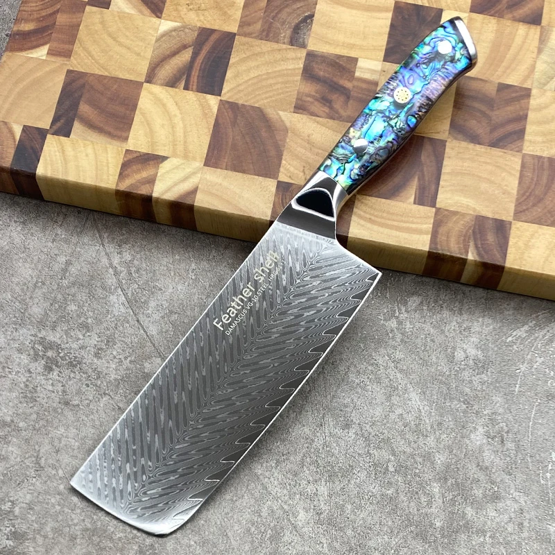 大马士革钢菜刀家用超锋利切肉刀厨师专用切片刀厨房切菜切片B03