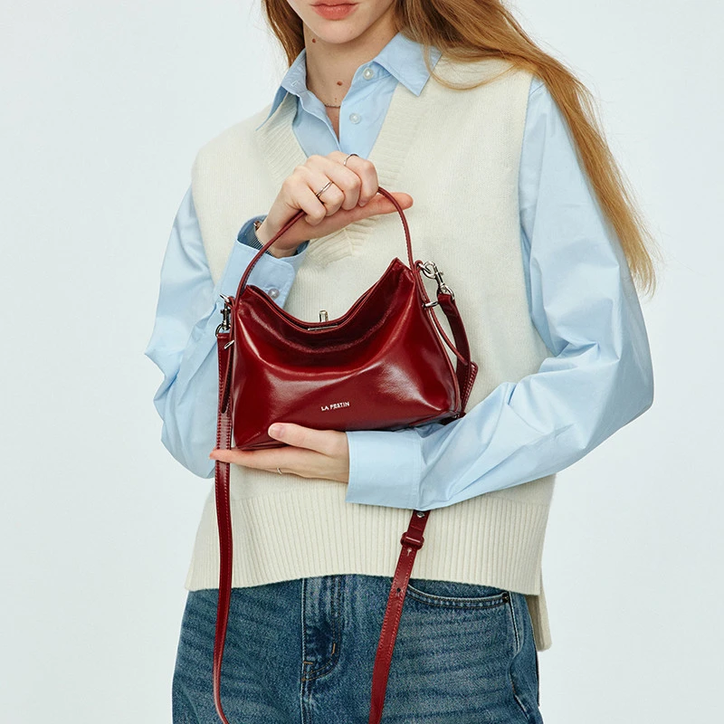 【头层牛皮脏脏包S】女式2024新款单肩斜挎包通勤手提托特包2255