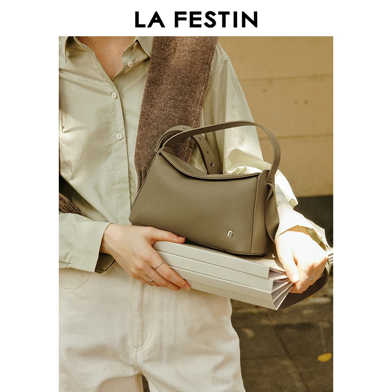 拉菲斯汀头层牛皮包FUFU包新款真皮通勤女包单肩斜挎包手提饭盒包