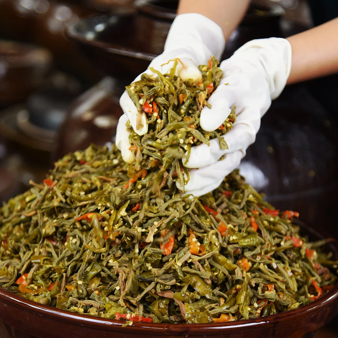 湖南邵阳手工传统老坛豆角扎1坛500克