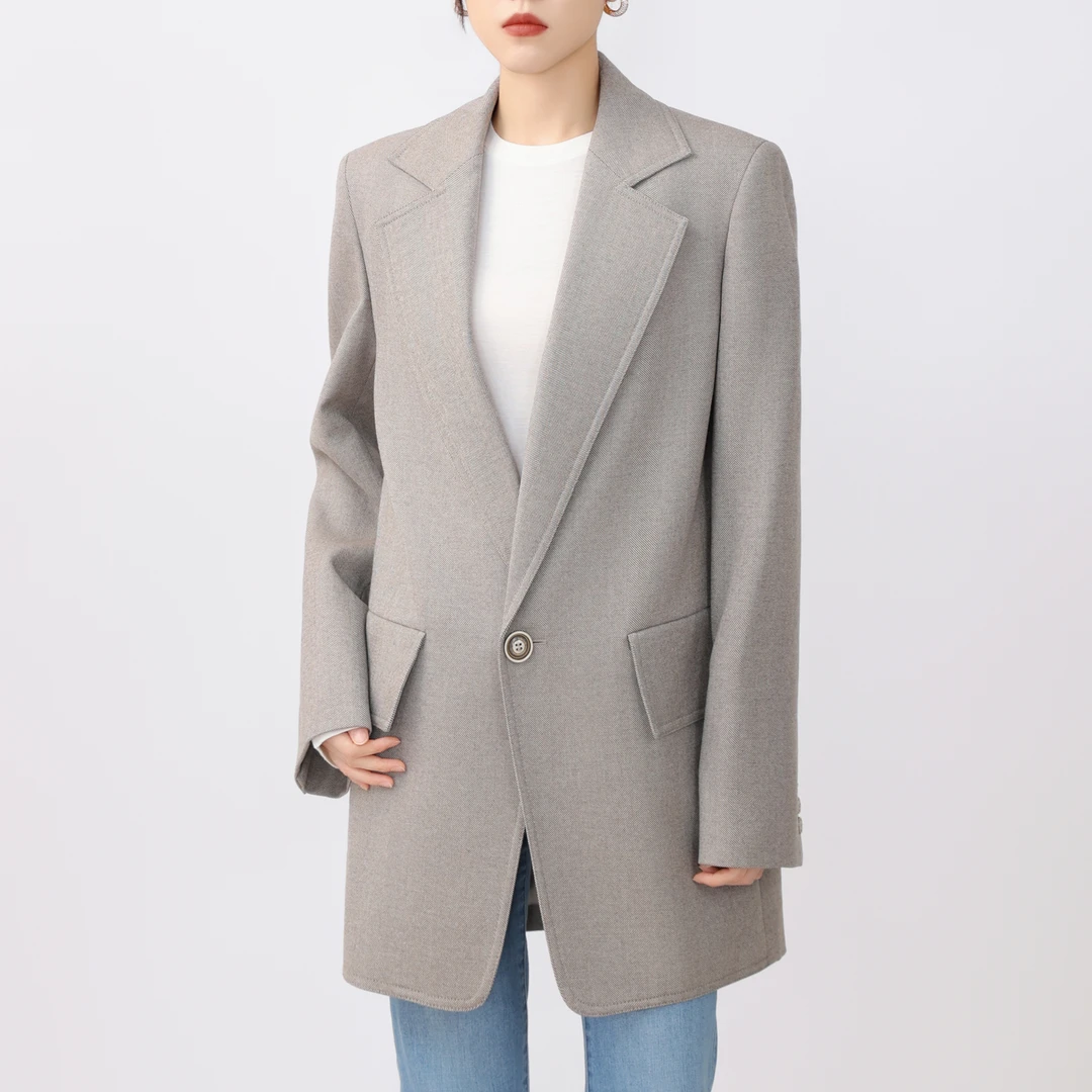 AMASS/阿玛施24新款复古时尚休闲极简中长款廓形男友西装5400904