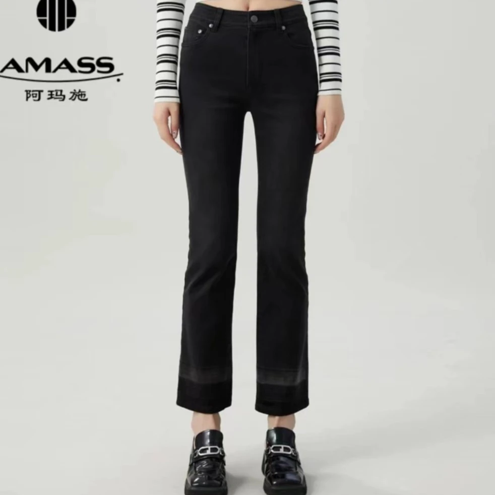 AMASS/阿玛施新款休闲高腰显瘦九分微辣牛仔裤5100471显瘦马蹄裤