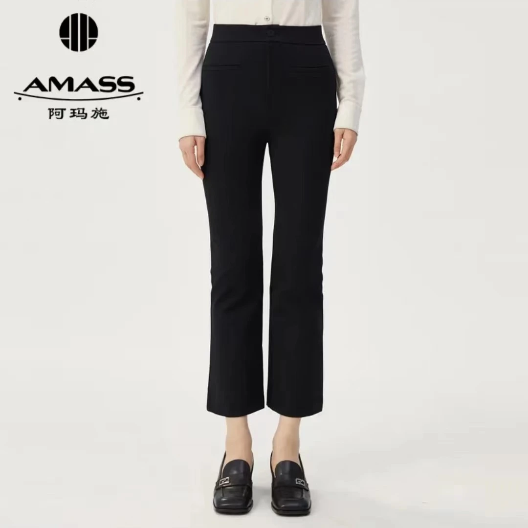 AMASS/阿玛施新款复古高腰秋冬微喇裤时尚八分裤女5100390休闲