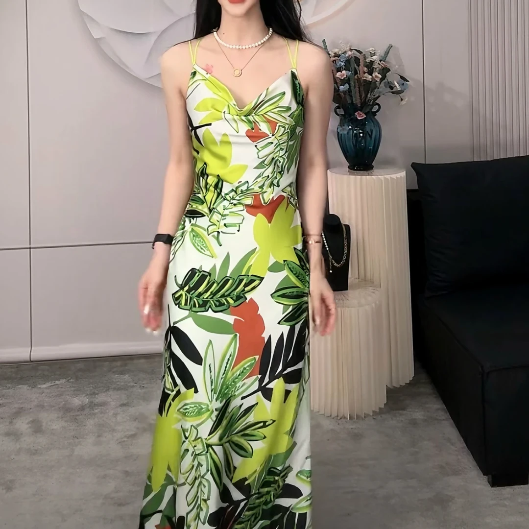 AMASS/阿玛施无袖性感荡领法式修身显瘦吊带女装连衣裙5500456