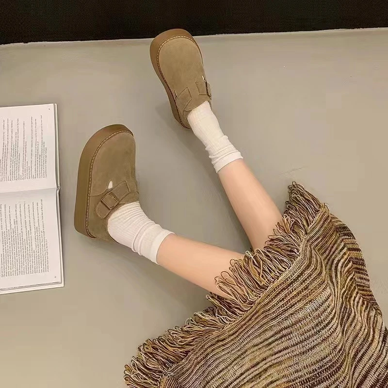 2024年秋季新款时尚舒适百搭轻便防滑耐磨女士厚底勃肯鞋