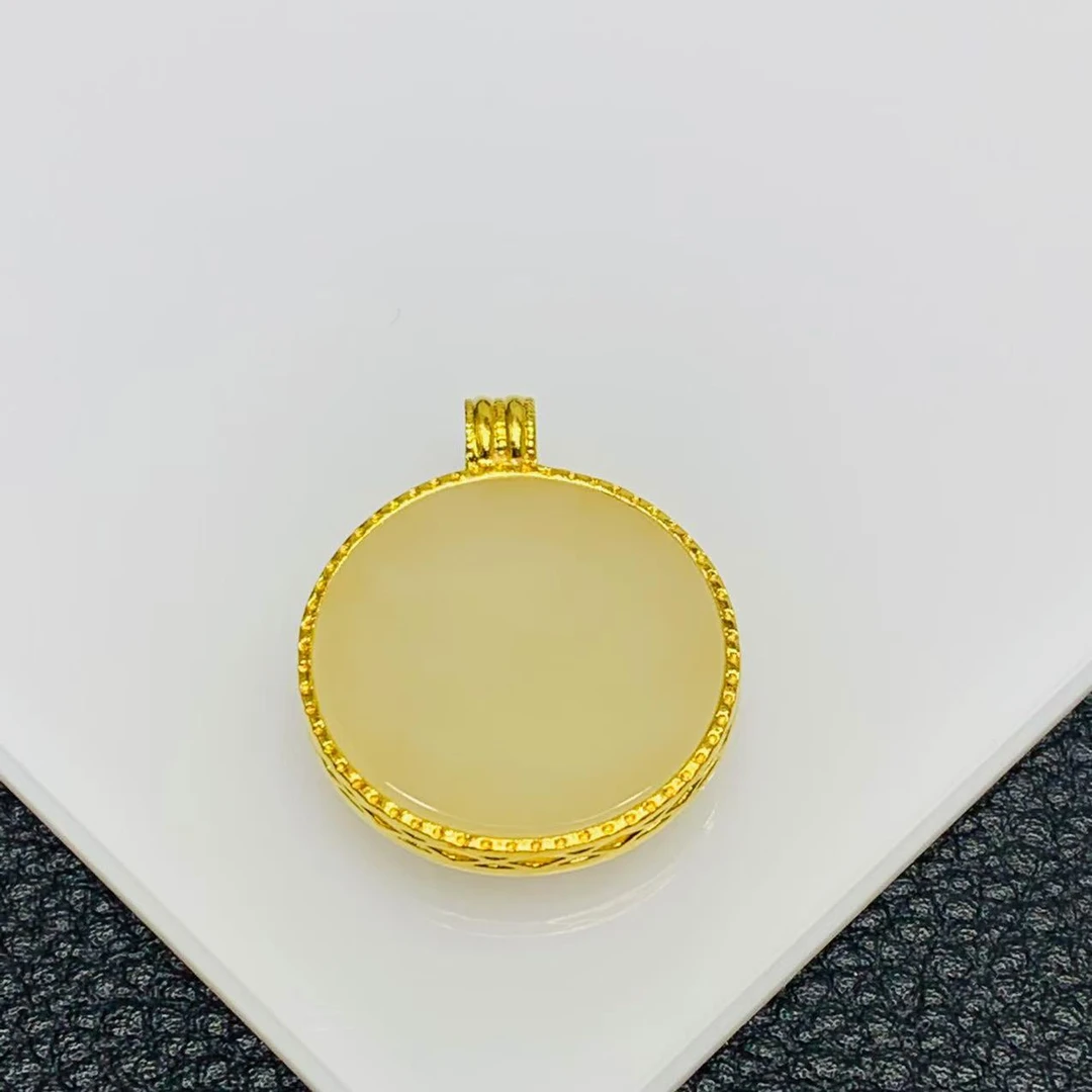 YZ3027-18K金和田玉圆形吊坠BH(多样性发其一)