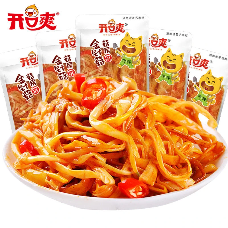 开口爽金针菇即食下饭菜香辣解馋零食网红办公室休闲食品小吃袋装