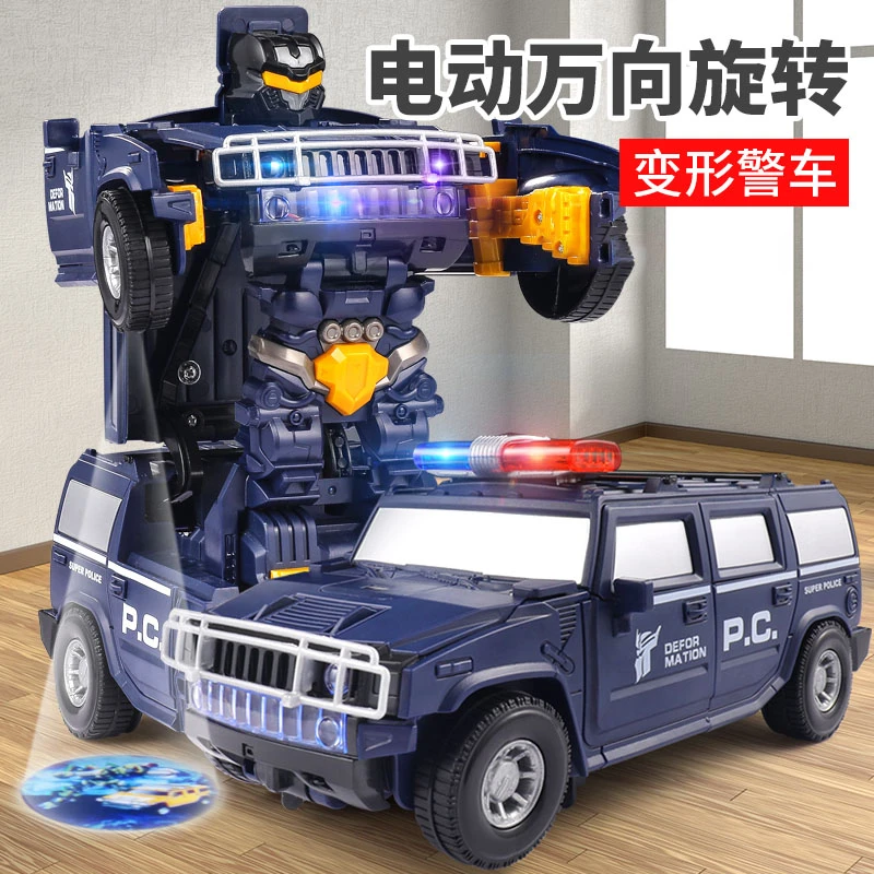 电动跳舞变形旋转万向警车男孩玩具儿童益智小孩子音乐声光小汽车