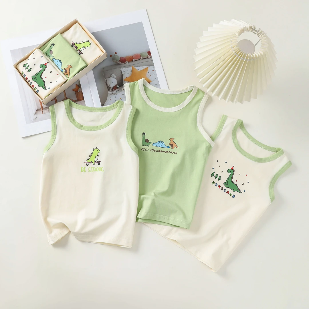 【三件装】儿童夏季棉小背心男童无袖薄款坎肩