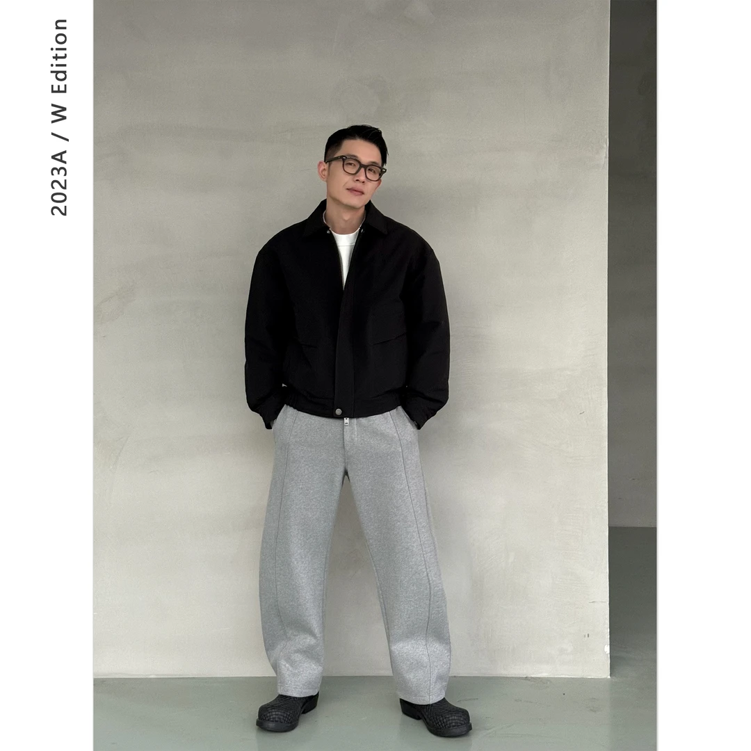 ERICLASSY 90白鹅绒/boxy短宽简约双口袋设计廓形翻领羽绒夹克