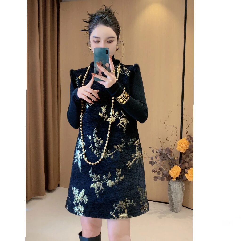 【春晓】早春新款新中式宽松中国风旗袍连衣裙短裙女