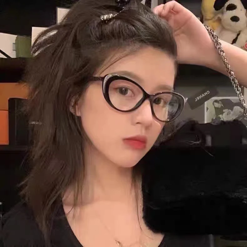 网红复古韩版防辐射高颜值平光镜防蓝光框架眼镜黑框可配近视镜