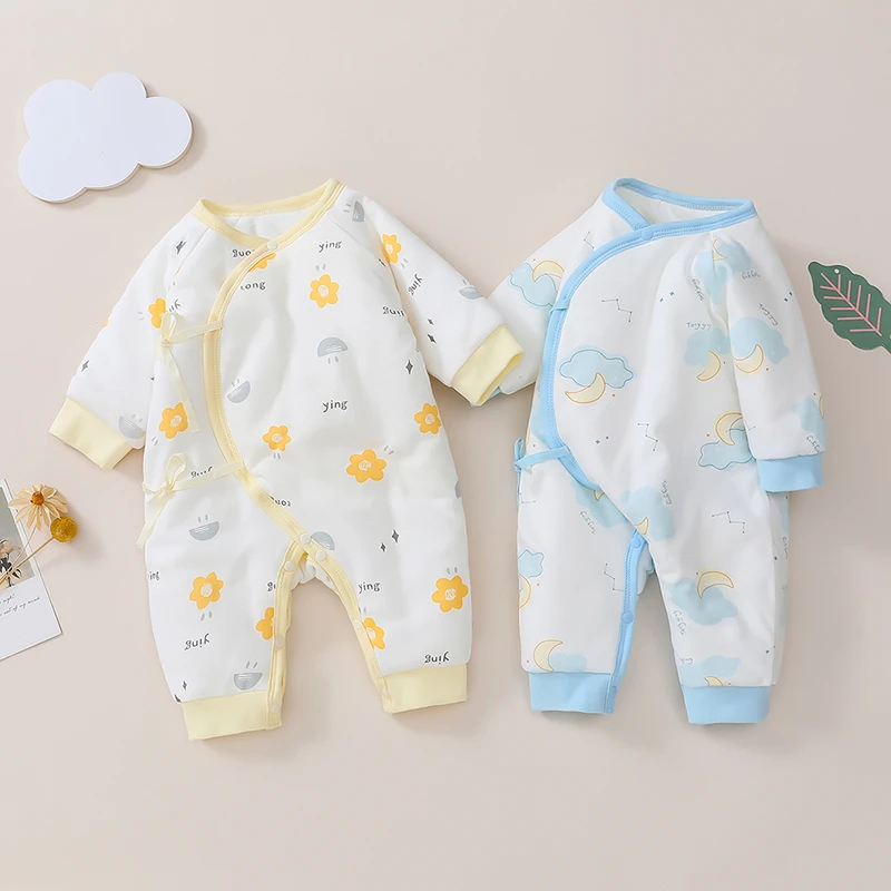 【清仓】秋冬季新生儿绑带连体衣服宝宝夹棉衣保暖棉服婴儿哈衣