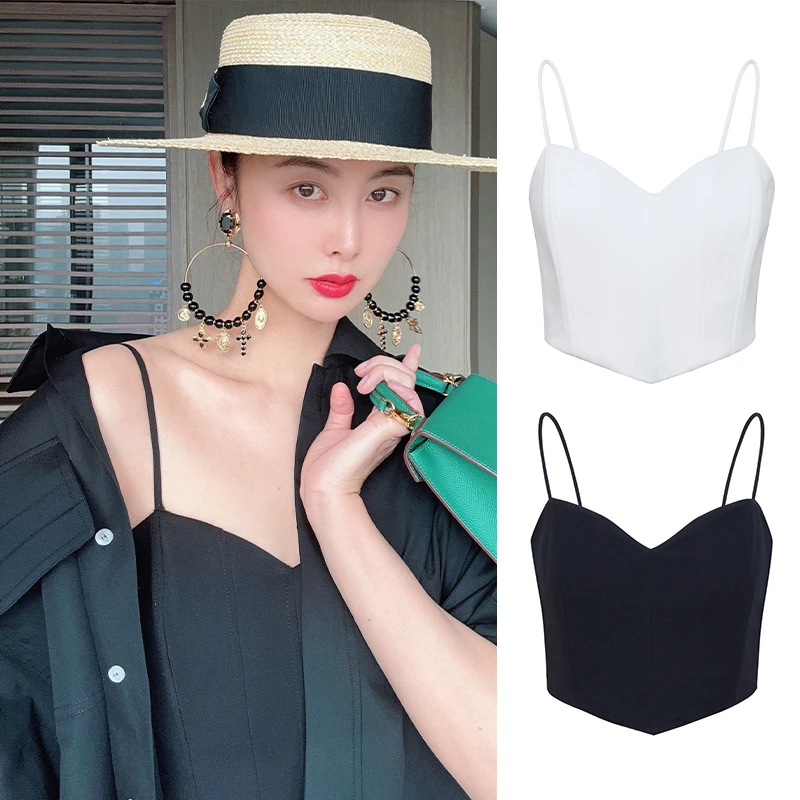 TRACYCHU秋冬新品白色黑色高定工艺塑型百搭内外一体款带背心打底