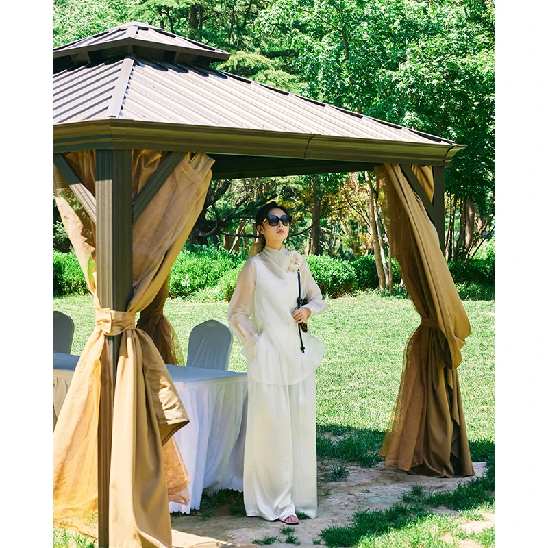 TRACYCHU【现货】白珍珠色醋酸阔腿宽松飘逸百搭气质休闲裤百搭时尚