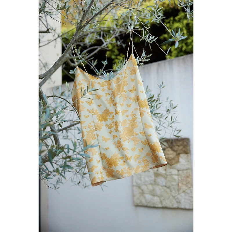 TRACY CHU欧若风 艺术瑰宝现代宋锦金枝玉叶植物染新中式百搭背心