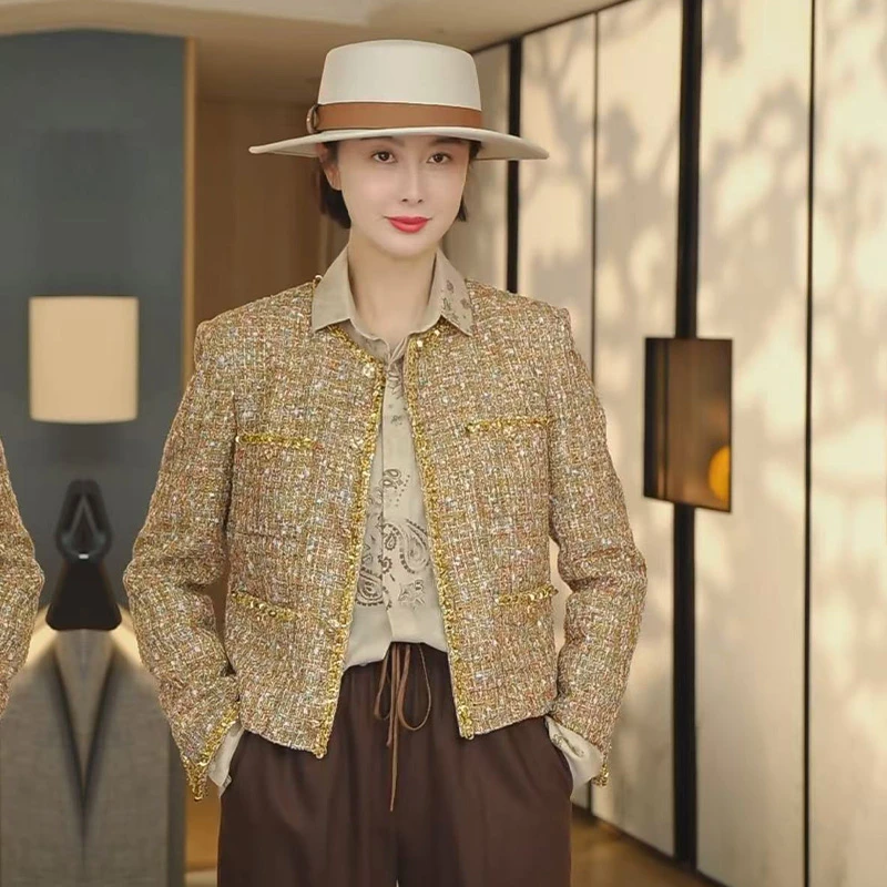 TRACYCHU重工气质流金岁月粗花呢手工外套限量财阀千金清冷感贵系