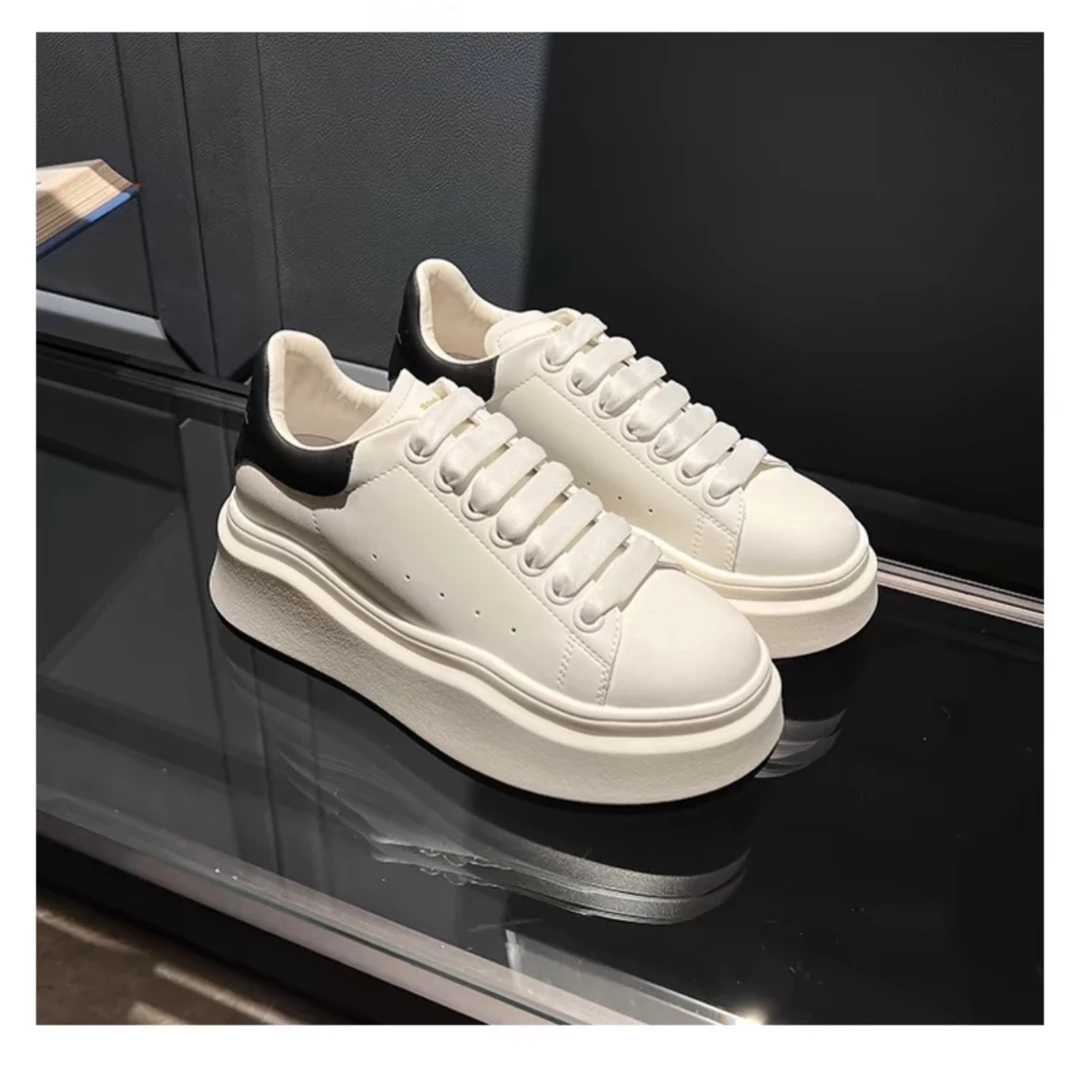 秋季新款透气系带小白鞋女厚底增高休闲鞋7018-1