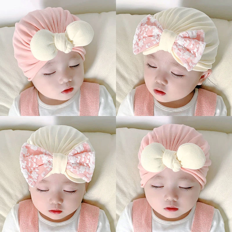 婴儿帽子春秋夏季韩版女宝宝套头帽新生儿胎帽婴幼儿护囟门帽宝贝