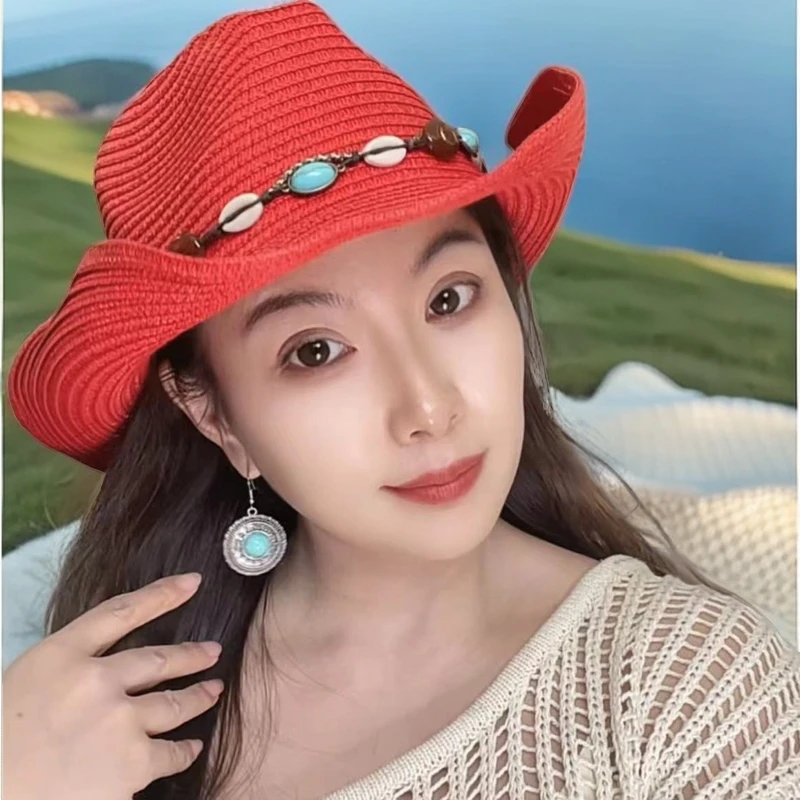 2000时尚百搭户外女士夏季夏天编织韩版大帽檐
