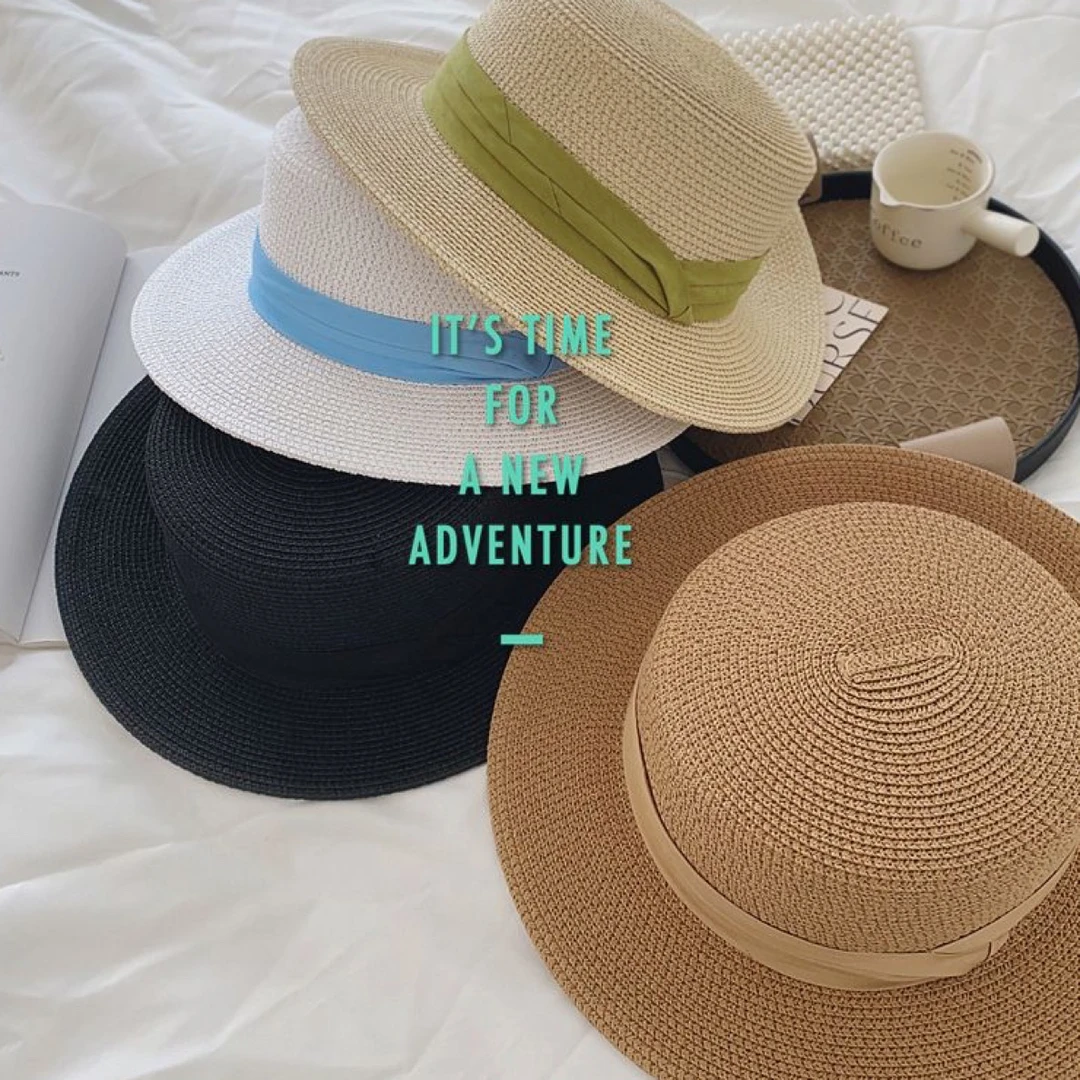 日系小清新防晒帽女士小礼帽夏季海边度假出游遮阳太阳帽小头