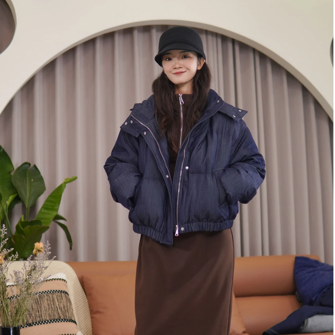 CHUN·「摩洛哥复古牛仔羽绒服」百搭时尚短款宽松韩版保暖文艺减