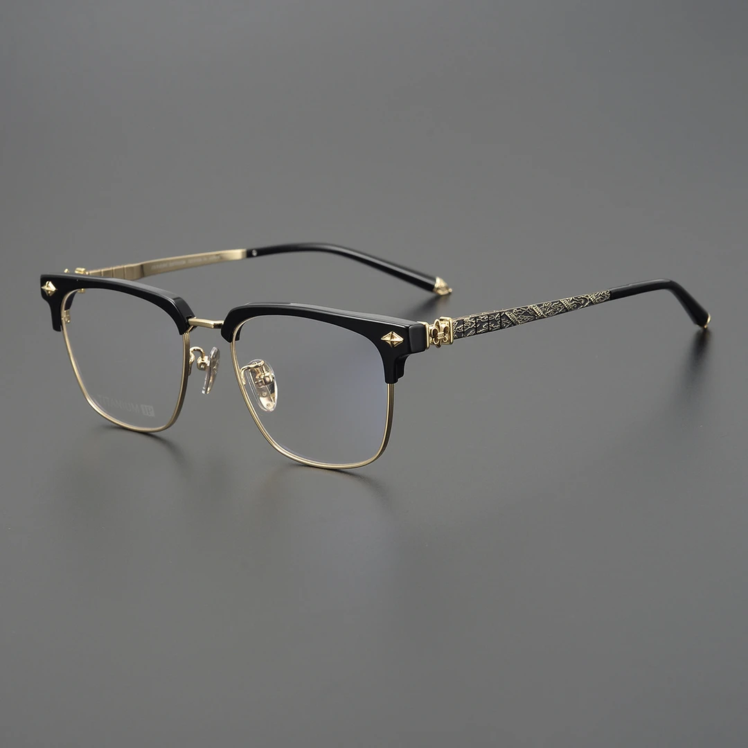 龙纹纯钛眼镜男女超轻半框眼镜框可配近视镜老花镜男款时尚复古